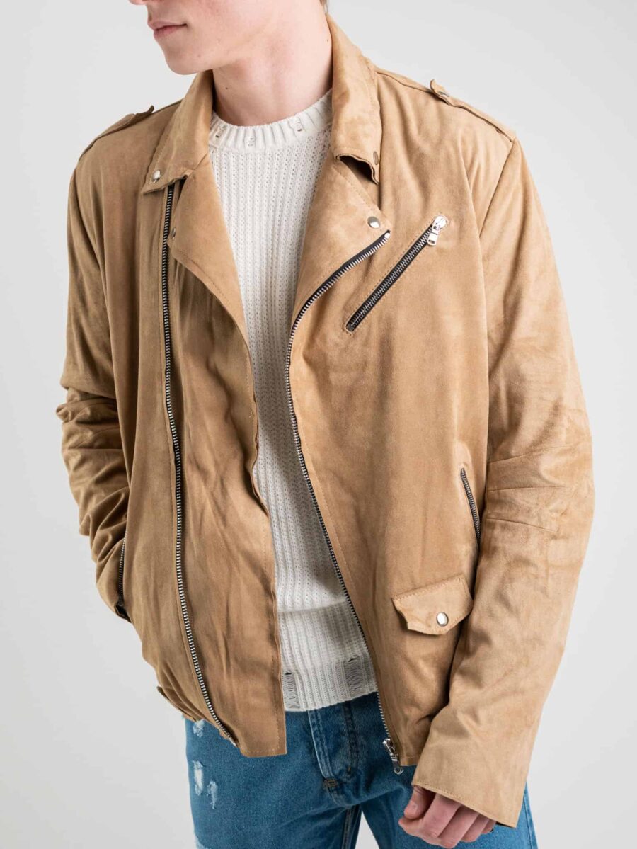 BL11 Chiodo leggero in eco camoscio CORVINO beige