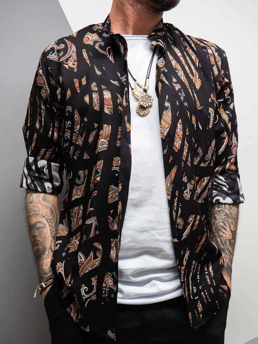 ESTASI Camicia in viscosa con collo coreana ADAM BEYER