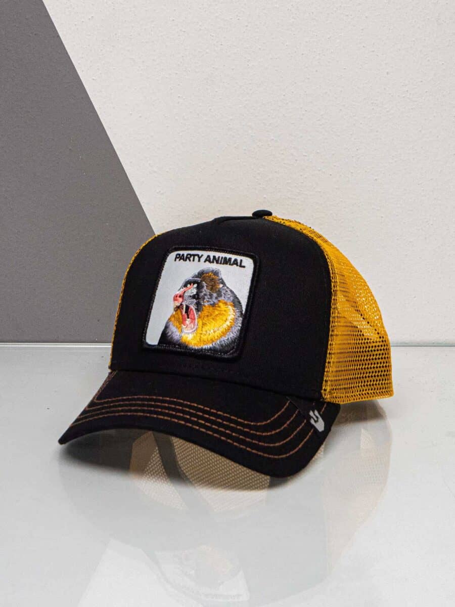 GOORIN BROS Cappellino nero con patch bianca stampa scimmia CP PARTY ANIMAL