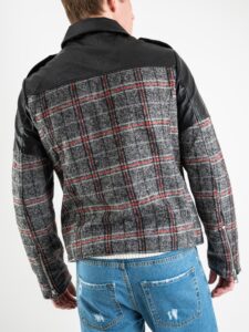 IMPERIAL Chiodo in ecopelle con parti in tessuto misto lana a quadri U3025341 nero (3)