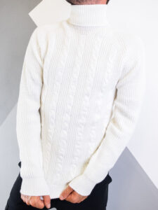 ONLY&SONS Dolcevita in maglia intrecciato MGAKR03 bianco (1)