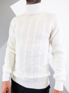ONLY&SONS Dolcevita in maglia intrecciato MGAKR03 bianco (2)