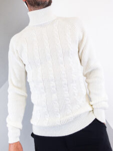 ONLY&SONS Dolcevita in maglia intrecciato MGAKR03 bianco (3)