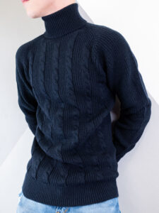 ONLY&SONS Dolcevita in maglia intrecciato MGAKR03 blu (1)