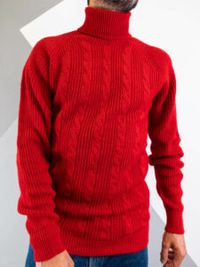 ONLY&SONS Dolcevita in maglia intrecciato MGAKR03 rosso (1)