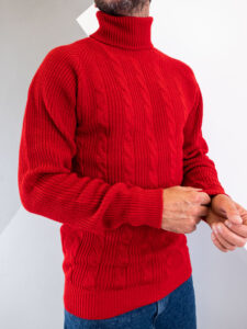 ONLY&SONS Dolcevita in maglia intrecciato MGAKR03 rosso (2)