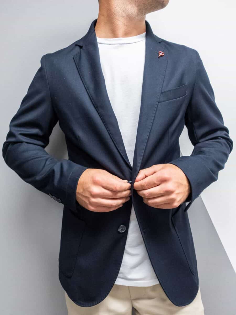 OVER-D Giacca casual morbida tinta unita con spilla forbice OM229GC