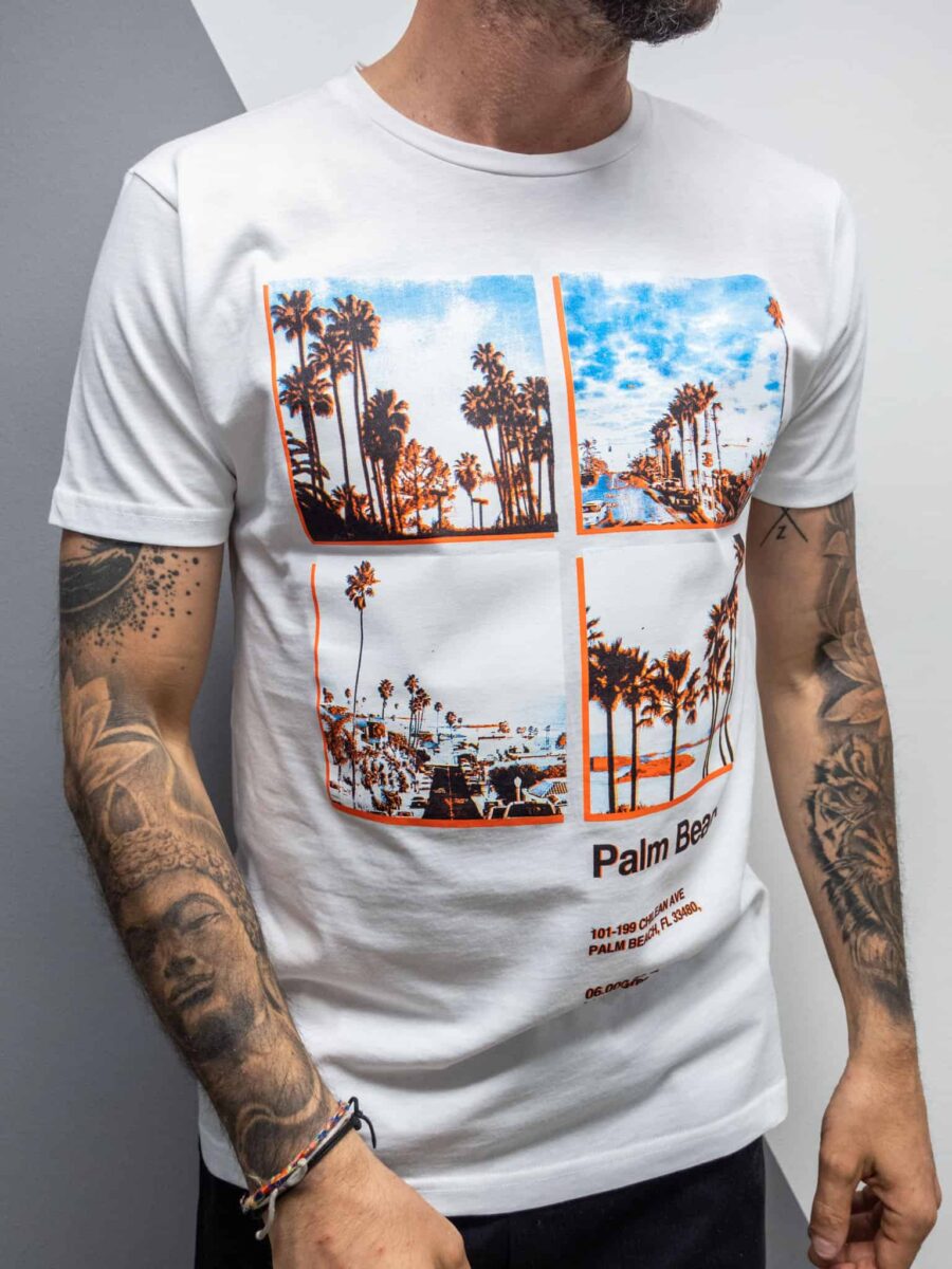 FORWARD MILANO T-shirt slim in cotone con stampa palma X16500