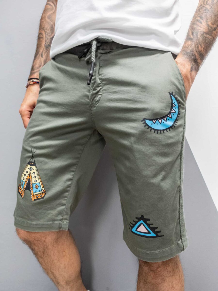 BERNA Bermuda slim con stampe indiane e coulisse in vita 200178
