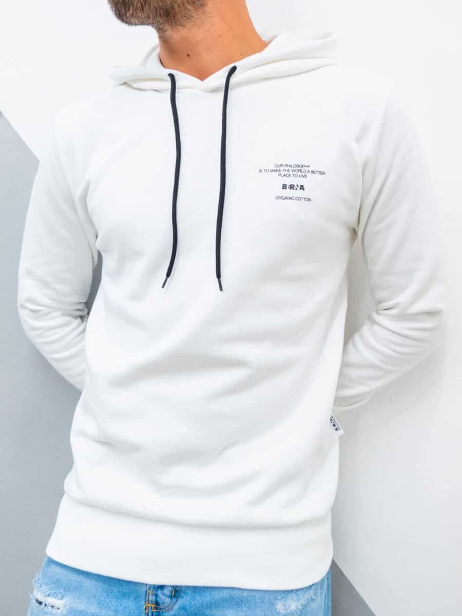 BERNA Felpa felpata in cotone organico con cappuccio e logo 215063