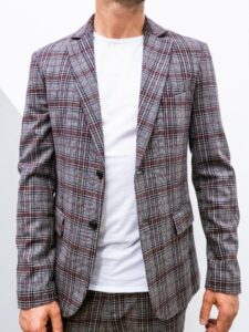 IMPERIAL Giacca da abito a quadri grigio rossa JZACAAT (7)