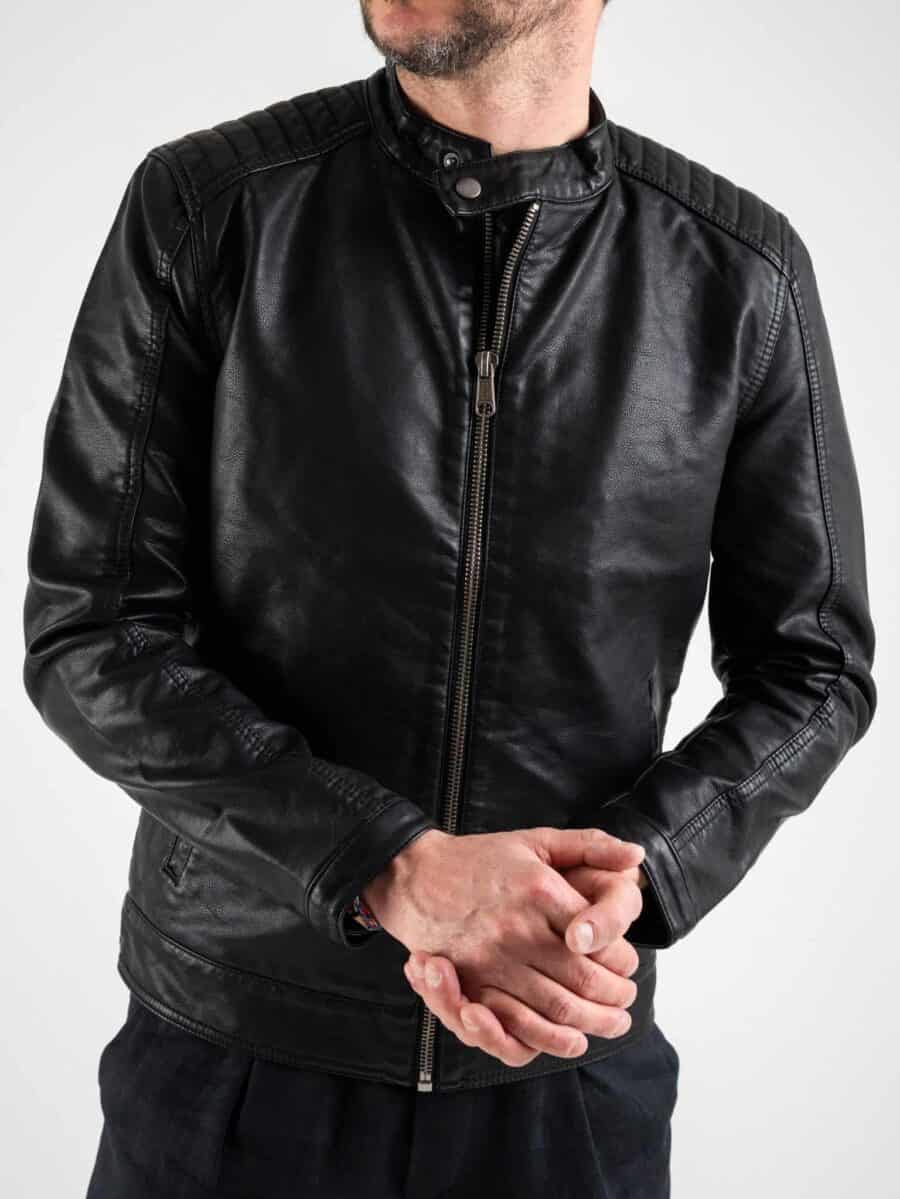 ONLY&SONS Giubbino in ecopelle con zip JAMES 22003120 nero
