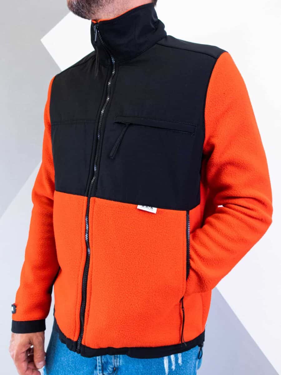 BERNA Giubbino in pile bicolore con tasche e zip 215082