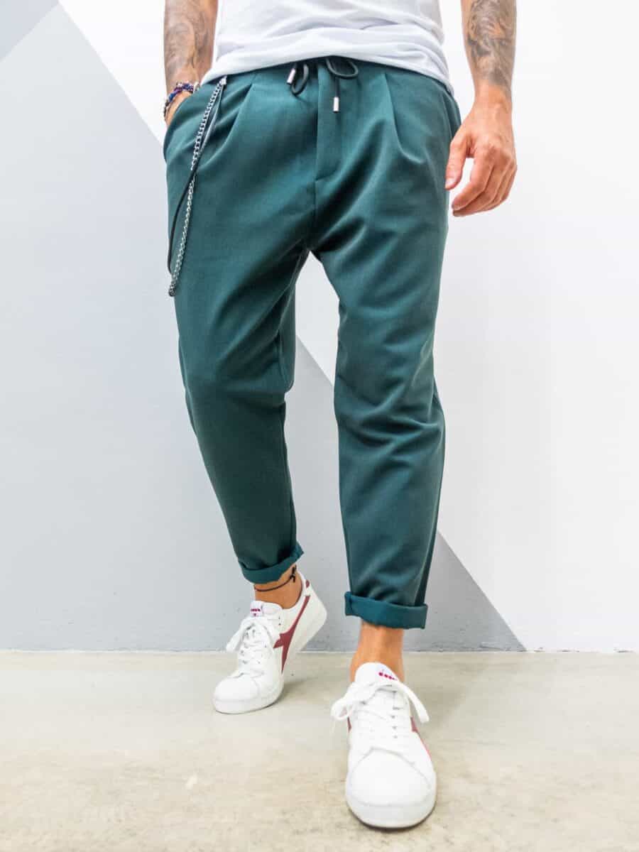 MOD Pantalaccio tinta unita con coulisse e cavallo morbido GPE02 Militare