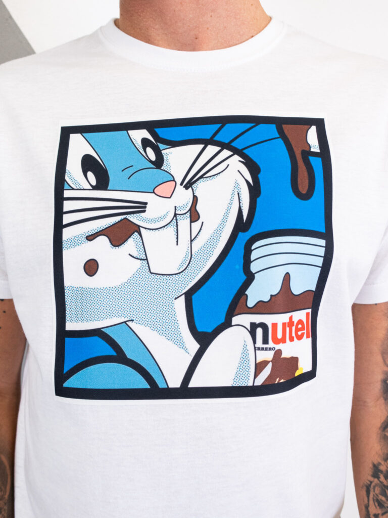 RESELL T shirt in cotone con stampa BUGS BUNNY 2 RESELL APPAREL RESELL T-shirt in cotone con stampa NUTELLA BUGS BUNNY bianco