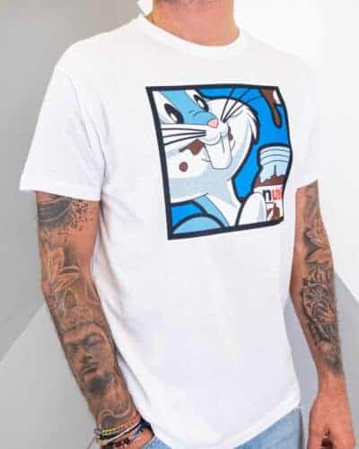 RESELL T shirt in cotone con stampa BUGS BUNNY 3 RESELL APPAREL RESELL T-shirt in cotone con stampa NUTELLA BUGS BUNNY bianco