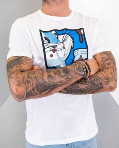 RESELL T shirt in cotone con stampa BUGS BUNNY 4 RESELL APPAREL RESELL T-shirt in cotone con stampa NUTELLA BUGS BUNNY bianco