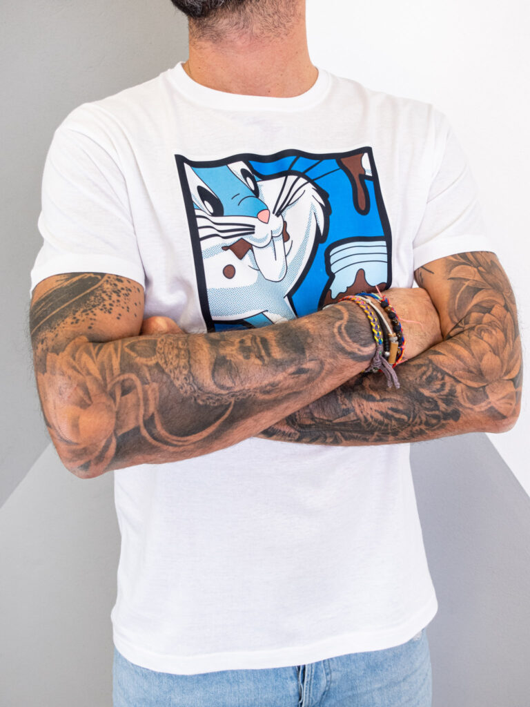 RESELL T shirt in cotone con stampa BUGS BUNNY 4 RESELL APPAREL RESELL T-shirt in cotone con stampa NUTELLA BUGS BUNNY bianco