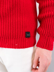 BL11 Dolcevita in maglia a costine con rotture BACARDI COLOR rosso (3)