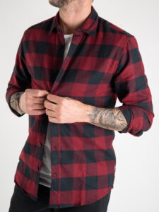 ONLY&SONS Camicia in flanella a quadri GUDMUND 22007112 rosso (4)