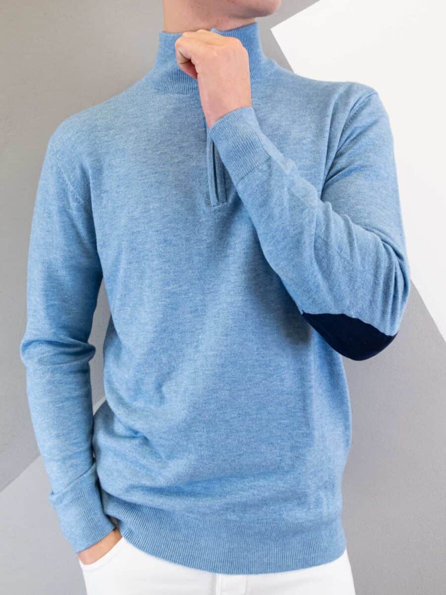 OVER-D Maglione cardigan con zip e toppe OM942MG