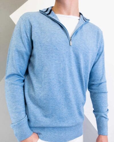 OVER D Maglione cardigan con zip e toppe OM942MG azzurro 3 OVER-D OVER-D Maglione cardigan con zip e toppe OM942MG