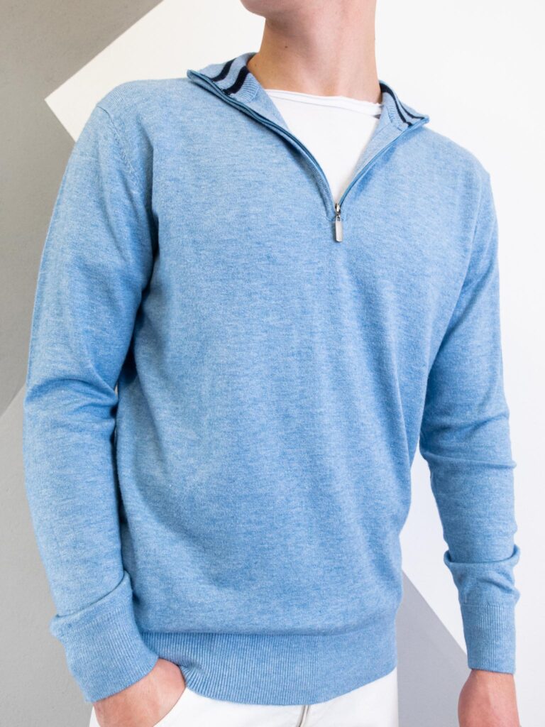 OVER D Maglione cardigan con zip e toppe OM942MG azzurro 3 OVER-D OVER-D Maglione cardigan con zip e toppe OM942MG