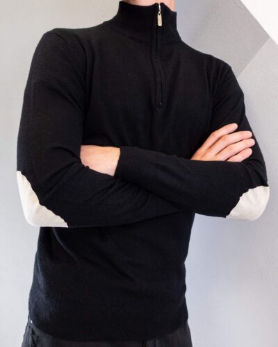 OVER-D Maglione cardigan con zip e toppe OM942MG