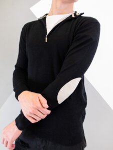 OVER-D Maglione cardigan con zip e toppe OM942MG nero (2)
