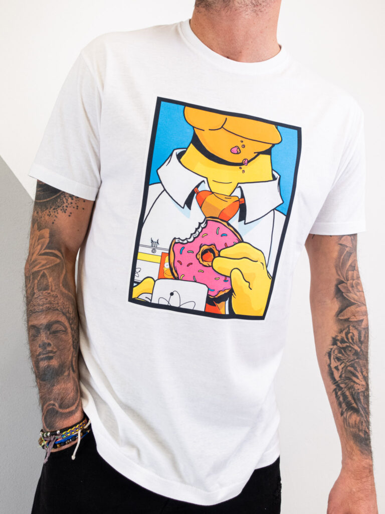 RESELL T shirt in cotone con stampa HOMER SIMPSON 41 1 RESELL APPAREL RESELL T-shirt in cotone con stampa HOMER SIMPSON 41 bianco