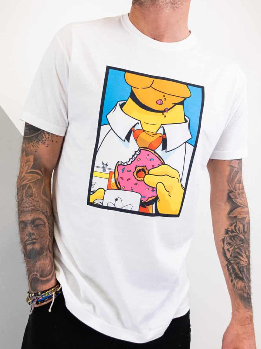 RESELL T-shirt in cotone con stampa HOMER SIMPSON 41 bianco
