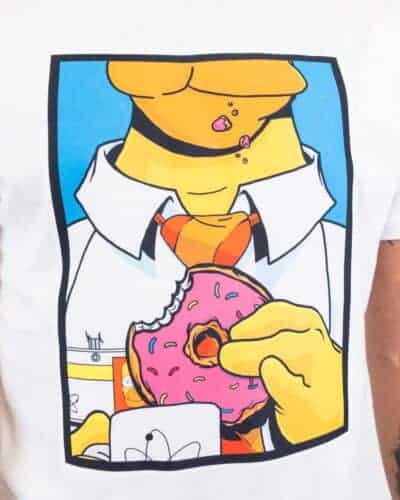 RESELL T shirt in cotone con stampa HOMER SIMPSON 41 3 RESELL APPAREL RESELL T-shirt in cotone con stampa HOMER SIMPSON 41 bianco