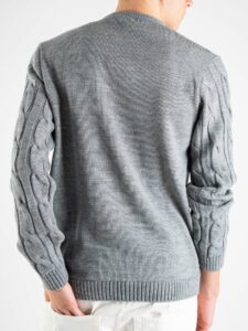 AKIRO’ Maglione grigio girocollo intrecciato TF196 (3)
