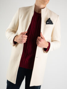 ALEANDRO LA CORTE Cappotto con collo coreana e taschino VALENTINO bianco (1)
