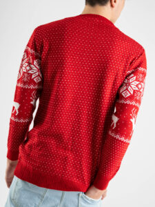 ESTASI Maglione di natale con stampa renne e fiocchi di neve RUDOLPH rosso (2)