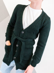 IMPERIAL Cardigan misto lana con cintura in vita M3614MOLC verde (3)