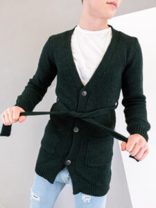 IMPERIAL Cardigan misto lana con cintura in vita M3614MOLC verde (4)