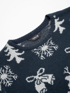 ISOLID Maglione stampe natalizie SNOWFLAKE blu (3)
