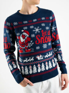 Maglione con stampa natale X6 blu (1)