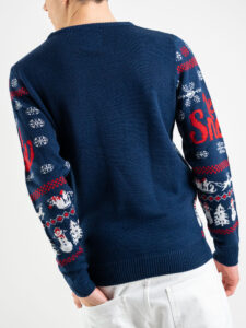 Maglione con stampa natale X6 blu (2)