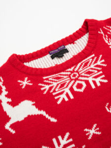 Maglione di natale con stampa fiocchi di neve e renne PJ280 rosso (3)