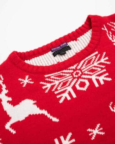 Maglione di natale con stampa fiocchi di neve e renne PJ280 rosso 3 Maglione di natale con stampa fiocchi di neve e renne PJ280 rosso