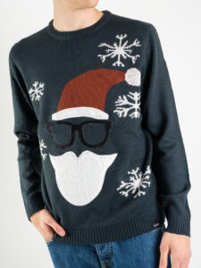 ONLY&SONS Maglione blu con stampa barba babbo natale X-MAS 22008306 (1)