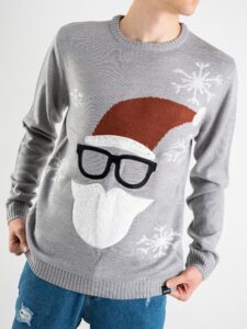 ONLY&SONS Maglione con stampa barba babbo natale X-MAS 22008306 grigio (1)