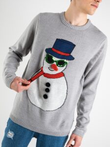 ONLY&SONS Maglione di natale con stampa pupazzo con paillettes XMAS 22014385 grigio (1)