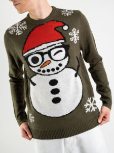 ONLY&SONS Maglione di natale con stampa pupazzo di neve e paillettes SNOWMAN 22011160 verde (1)