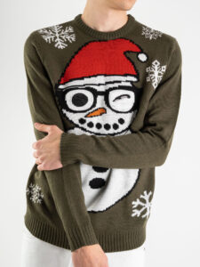 ONLY&SONS Maglione di natale con stampa pupazzo di neve e paillettes SNOWMAN 22011160 verde (4)