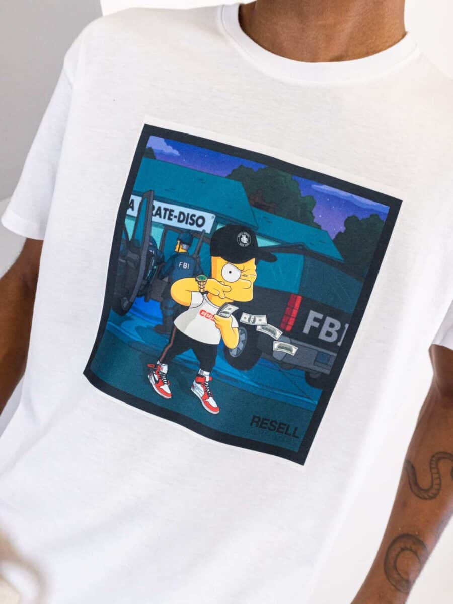 RESELL T-shirt in cotone con stampa BART SIMPSON FBI