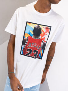 RESELL T-shirt in cotone con stampa JORDAN SCHIENA 72 bianco (1)