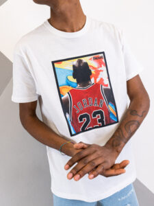 RESELL T-shirt in cotone con stampa JORDAN SCHIENA 72 bianco (2)